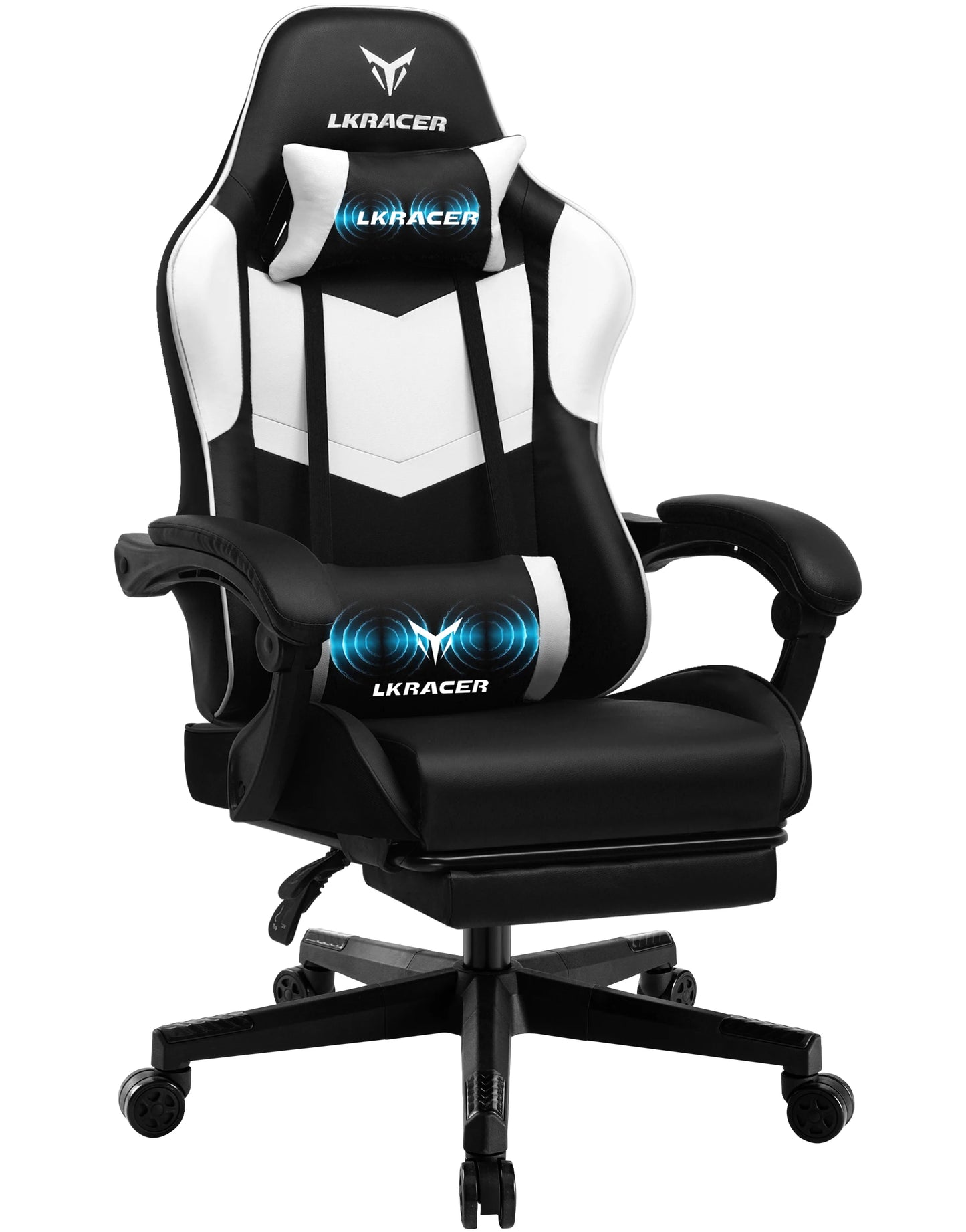 LUCK RACER Gaming chair with footrest Office Chair Ergonomic with Adjustable Loin Pillows, Pillow Gaming Chair
