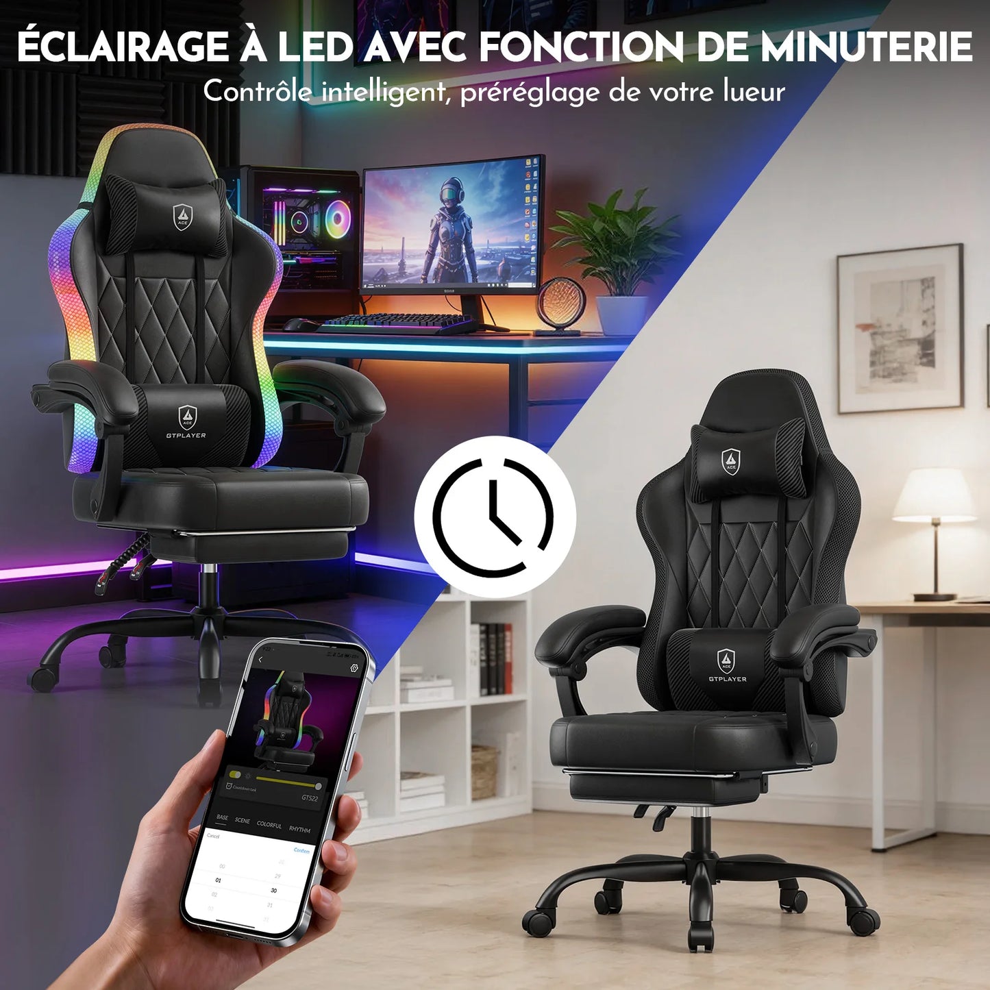 GTPLAYER Gaming chair Office Chair Gaming Chair with LED Light Bar Gamer chair Backrest with storage s bag Ergonomic