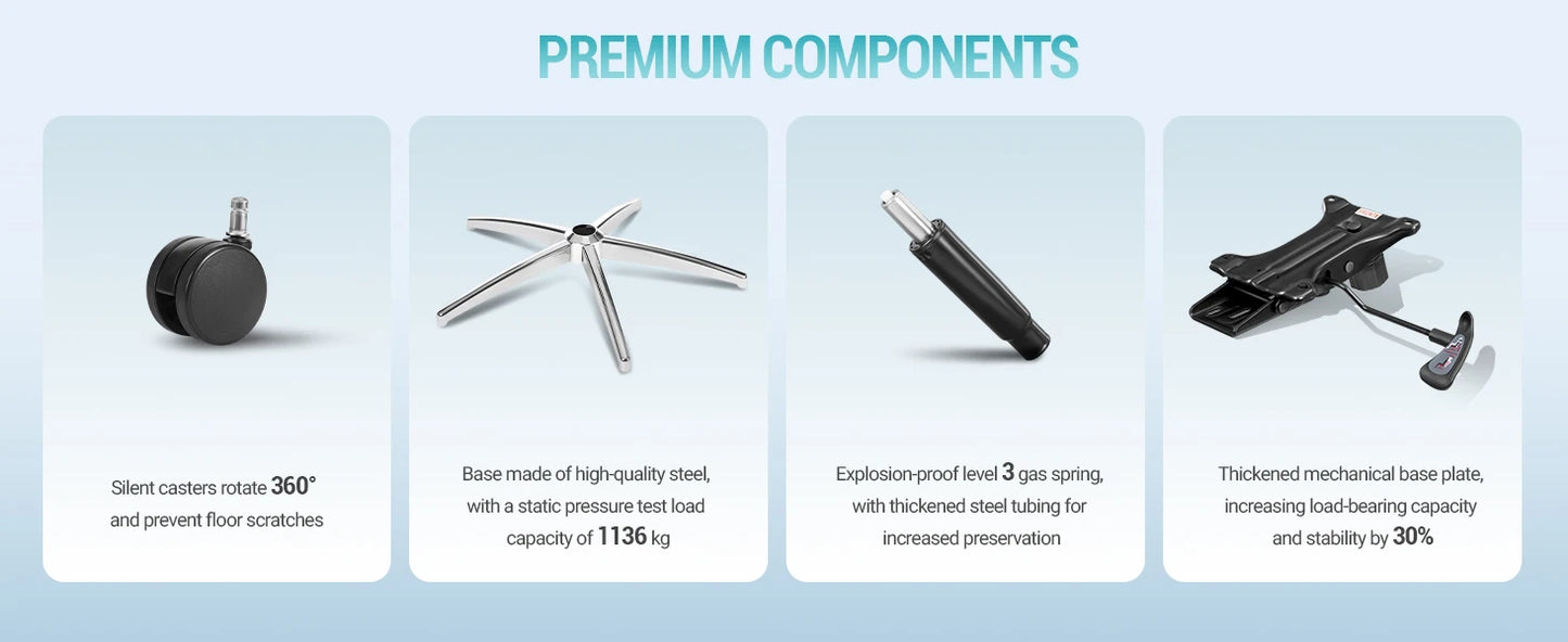 1 Black Ergonomic Office Chair,Computer Chair,Swivel Chair with Adjustable Lumbar Support,Headrest and Armrest,Height Adjustment