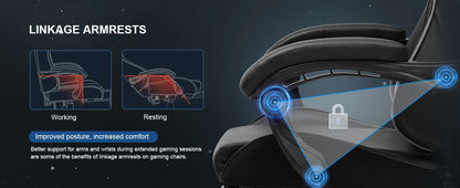 LUCK RACER Gaming chair with footrest Office Chair Ergonomic with Adjustable Loin Pillows, Pillow Gaming Chair