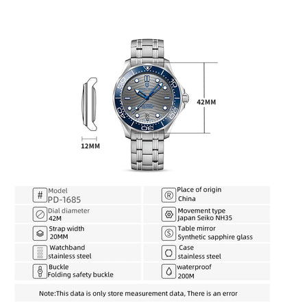 PAGANI DESIGN 2026 New V2 Waves 200M Diving Men's Watches Fashion Luxury Automatic Watch Men AR Sapphire crystal Wrist watch Men