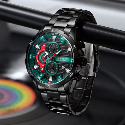 Reloj para hombre CURREN: cronógrafo deportivo de lujo, movimiento de cuarzo, totalmente de acero, resistente al agua