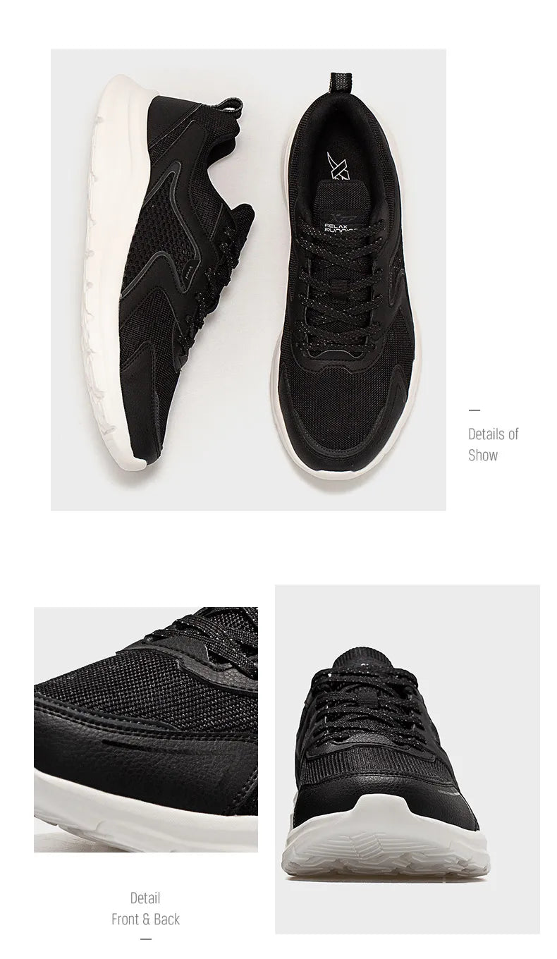 Zapatillas deportivas Xtep para hombre, de malla transpirable, para correr, para maratón de invierno, negras y blancas, zapatillas deportivas para hombre, 879119110110