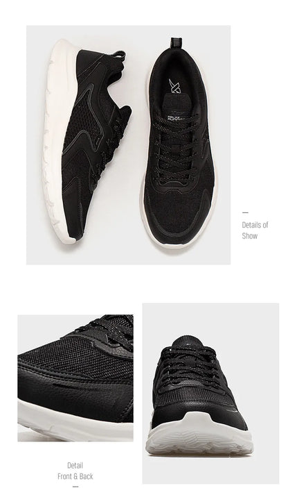 Zapatillas deportivas Xtep para hombre, de malla transpirable, para correr, para maratón de invierno, negras y blancas, zapatillas deportivas para hombre, 879119110110