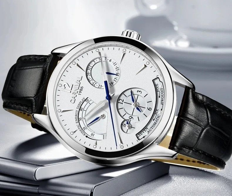 CARNIVAL New Dual Time Zone Watches for Men Automatic Multifunction Men Mechanical Wristwatches Sapphire Calendar Watch for Men
