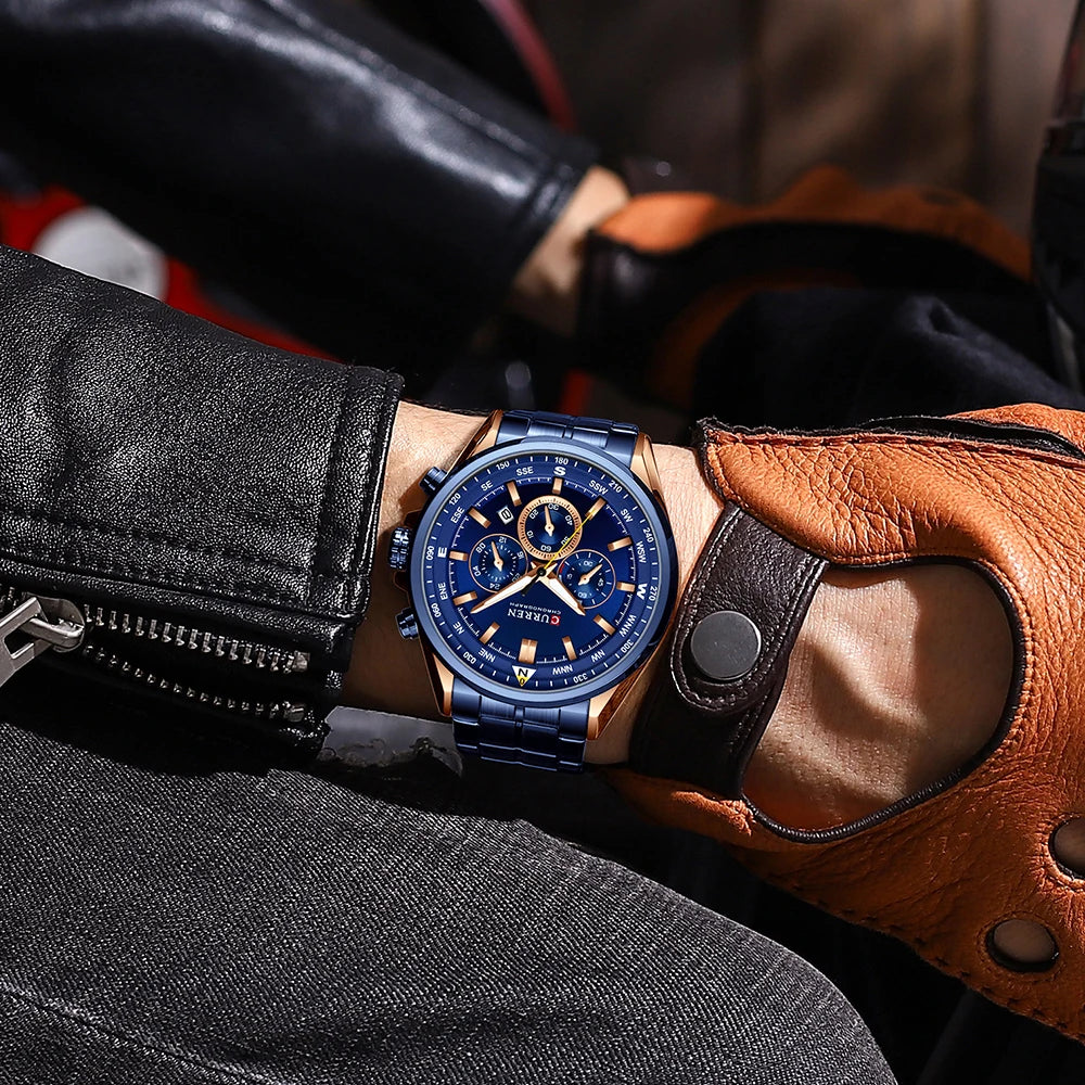 CURREN herenhorloge – Trendy horloge van een bekend merk, luxemodel, waterdicht, van staal, sportieve stijl, quartz-chronograaf