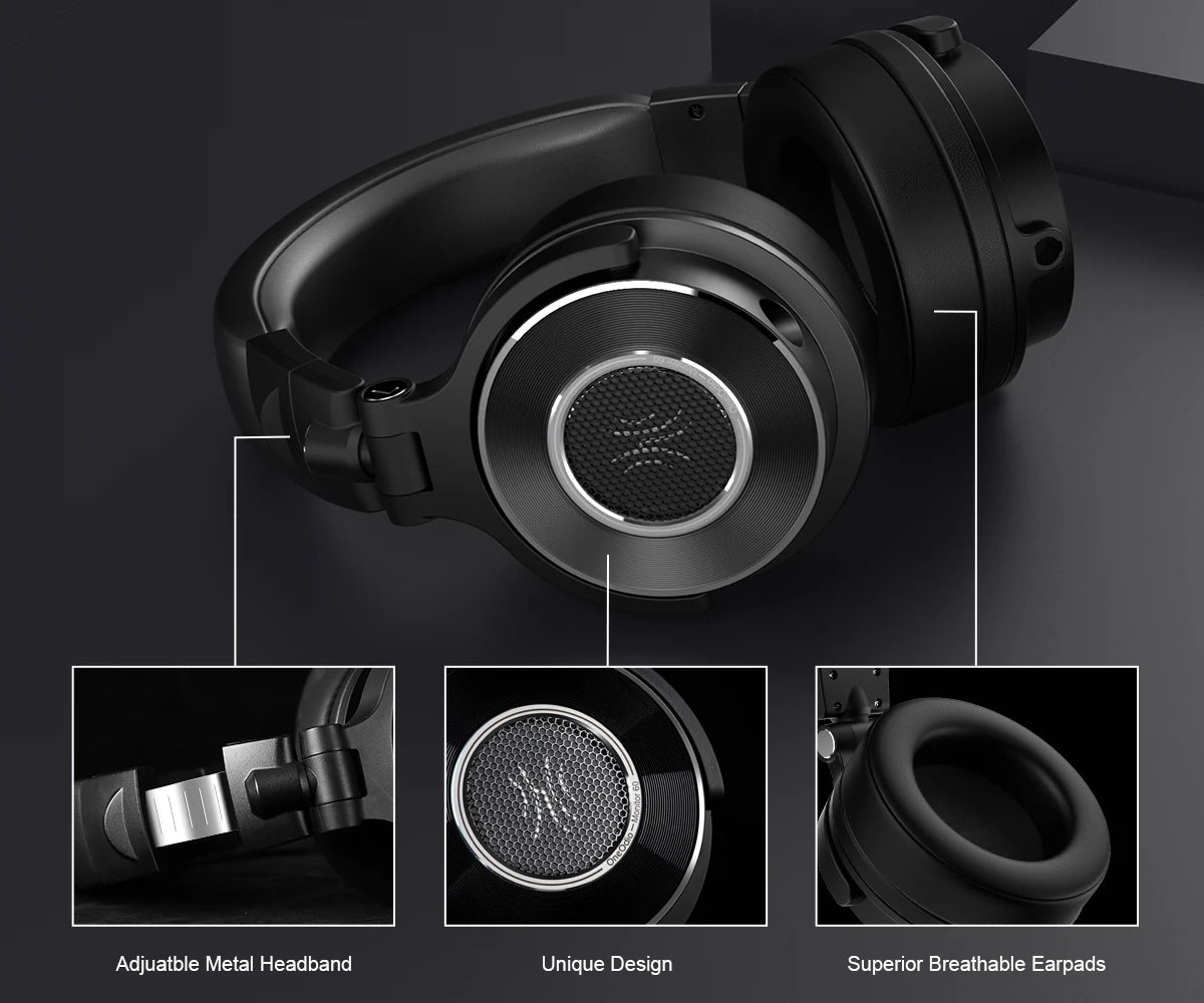 OneOdio Monitor 60 Wired HiFi Headphones Professional Studio DJ Headphones with 50mm Driver, Stereo Over Ear Headset, Detachable Cable & Microphone