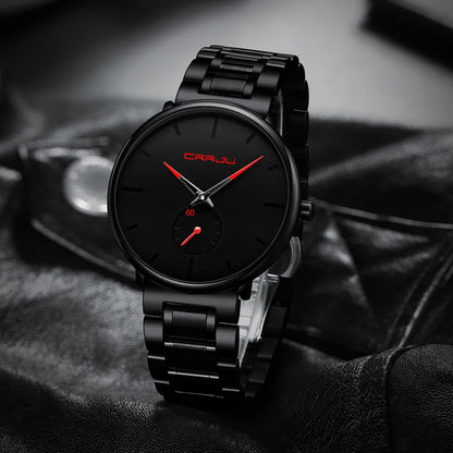 Orologio da uomo CRRJU – Orologio da polso in acciaio inossidabile, stile casual e lussuoso, impermeabile, orologio sportivo al quarzo da uomo