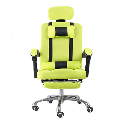Silla de ordenador para oficina en casa, silla de malla con reposapiés, reclinable para la pausa del almuerzo, giratoria, elevable, con reposacabezas BR-10