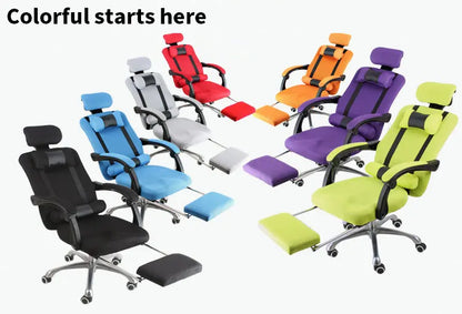 Silla de ordenador para oficina en casa, silla de malla con reposapiés, reclinable para la pausa del almuerzo, giratoria, elevable, con reposacabezas BR-10