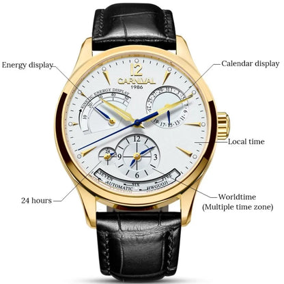CARNIVAL New Dual Time Zone Watches for Men Automatic Multifunction Men Mechanical Wristwatches Sapphire Calendar Watch for Men