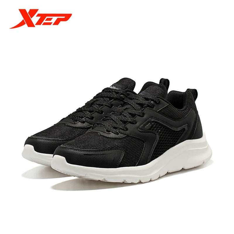 Zapatillas deportivas Xtep para hombre, de malla transpirable, para correr, para maratón de invierno, negras y blancas, zapatillas deportivas para hombre, 879119110110