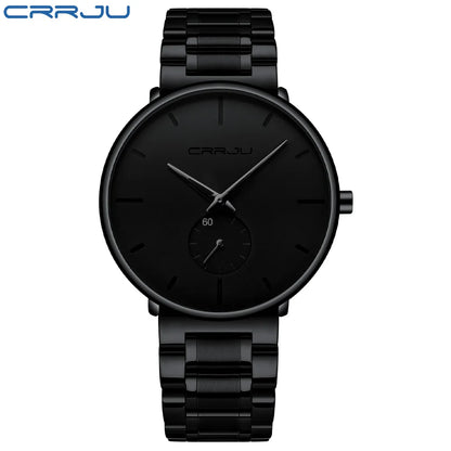 Orologio da uomo CRRJU – Orologio da polso in acciaio inossidabile, stile casual e lussuoso, impermeabile, orologio sportivo al quarzo da uomo