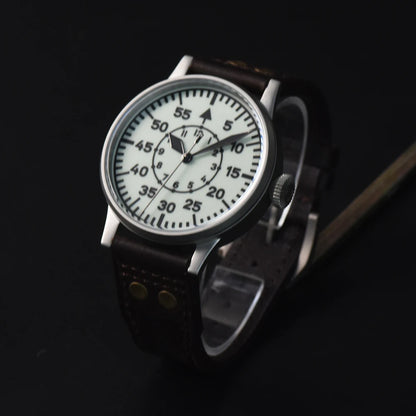 Hruodland Pilot Men's Automatic Mechanical Watch Pt5000 Sapphire Luminous C3 Stainless Steel Waterproof 10Bar reloj hombre