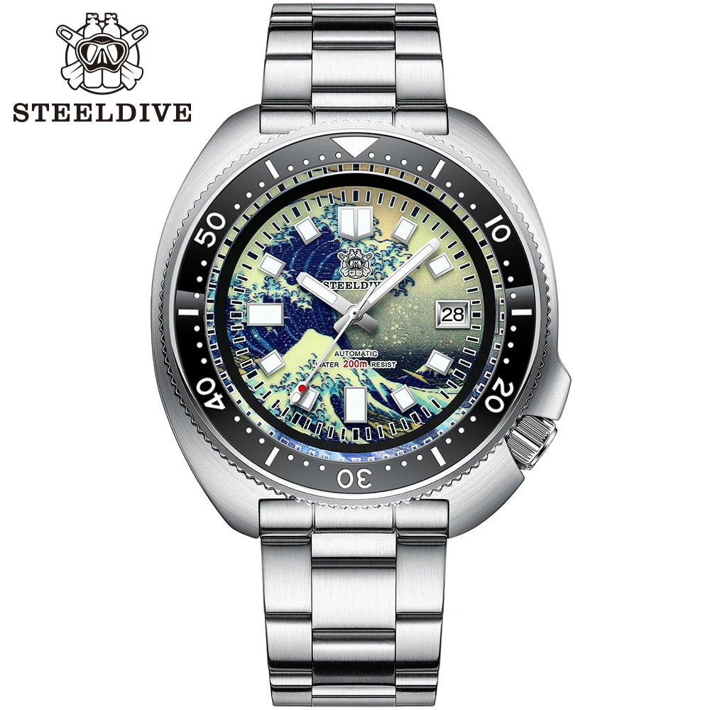 STEELDIVE SD1970J Kanagawa Turtle Full Luminous Dial Ceramic Bezel NH35 Automatic STEELDIVE Official Store Men's Dive Watch