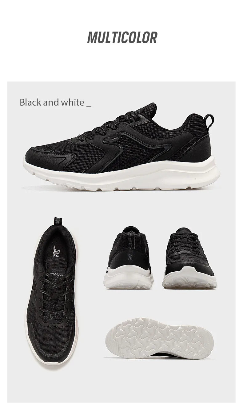 Zapatillas deportivas Xtep para hombre, de malla transpirable, para correr, para maratón de invierno, negras y blancas, zapatillas deportivas para hombre, 879119110110