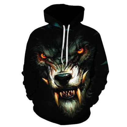 Ефектен космически Galaxy Wolf суитшърт с качулка за мъже, ярък вълк, модерен и стилен дизайн, пролетно-есенен пуловер суитшърт