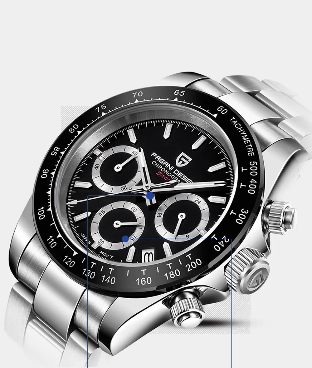 PAGANI DESIGN 2025 New Men's Watches Luxury Rose Gold Quartz Watch For Men 100M Waterproof Sports Chronograph Wristwatch Men