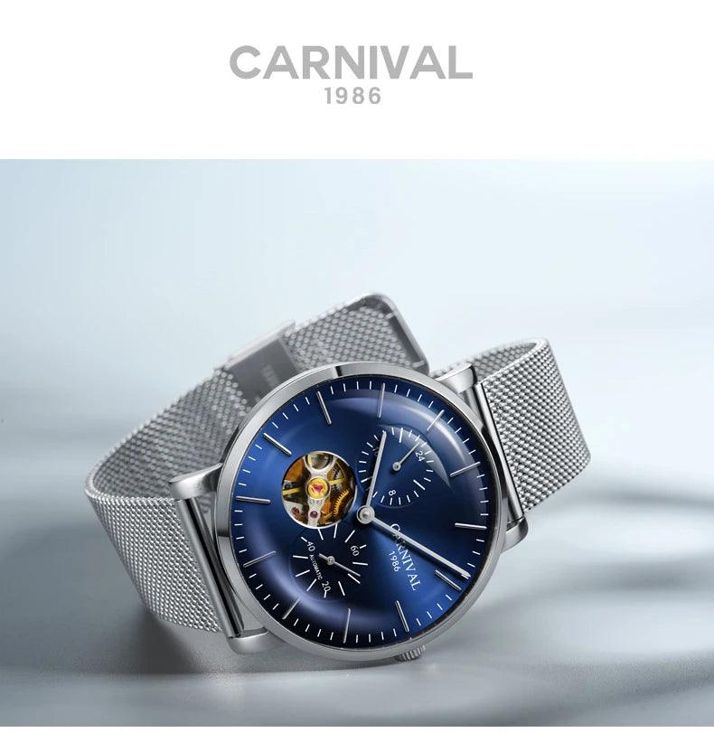 Montre mécanique pour homme Carnival – Montre-bracelet automatique de luxe avec verre saphir