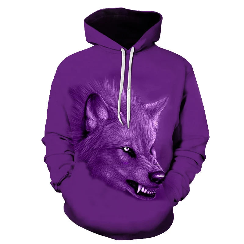 Ефектен космически Galaxy Wolf суитшърт с качулка за мъже, ярък вълк, модерен и стилен дизайн, пролетно-есенен пуловер суитшърт