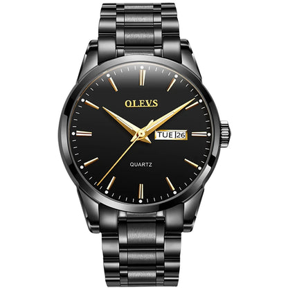 OLEVS Herrenuhr – Quarz-Armbanduhr aus Edelstahl, wasserdicht, vergoldet, elegant und strahlend, luxuriöses Accessoire für Herren
