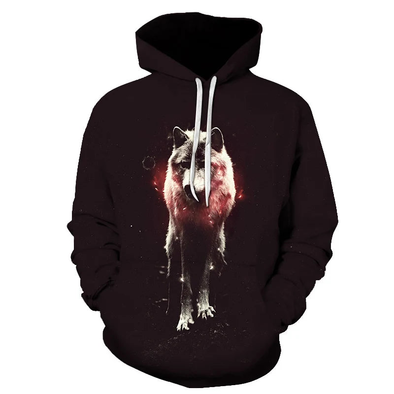 Ефектен космически Galaxy Wolf суитшърт с качулка за мъже, ярък вълк, модерен и стилен дизайн, пролетно-есенен пуловер суитшърт