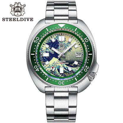 STEELDIVE SD1970J Kanagawa Turtle Full Luminous Dial Ceramic Bezel NH35 Automatic STEELDIVE Official Store Men's Dive Watch
