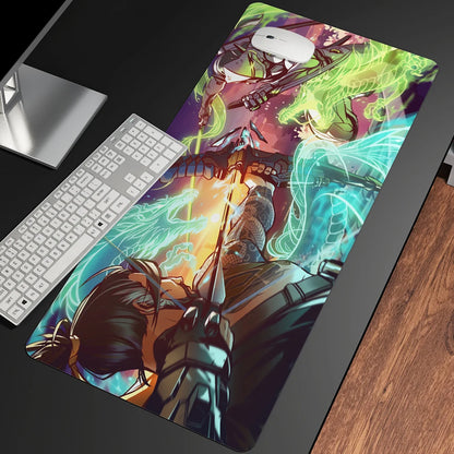 Alfombrilla de ratón gaming anime XXL, alfombrilla grande para ratón con chica, para teclado, ordenador y PC, alfombrilla de escritorio con borde para jugadores de Overwatch/cs Go
