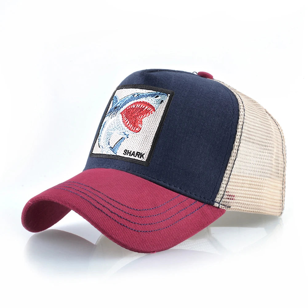 Trucker Caps Men Women Streetwear Hip Hop Baseball Cap With Shark Embroidery Patch Snapback Drake Bones Casquette Four Seasons