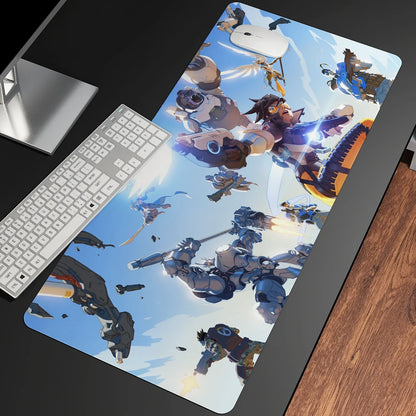 Alfombrilla de ratón gaming anime XXL, alfombrilla grande para ratón con chica, para teclado, ordenador y PC, alfombrilla de escritorio con borde para jugadores de Overwatch/cs Go