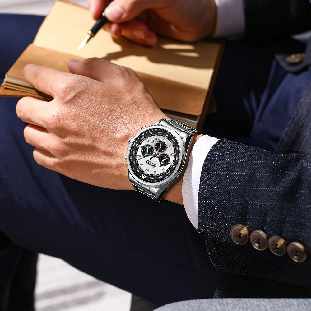 CURREN herenhorloge – Trendy horloge van een bekend merk, luxemodel, waterdicht, van staal, sportieve stijl, quartz-chronograaf