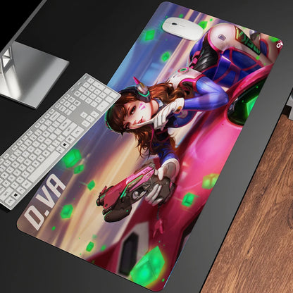 Alfombrilla de ratón gaming anime XXL, alfombrilla grande para ratón con chica, para teclado, ordenador y PC, alfombrilla de escritorio con borde para jugadores de Overwatch/cs Go