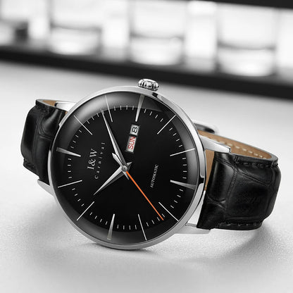 Japan MIYOTA Automatic Watch 3D Curved Sapphire Mechanical Wristwatches Waterproof Leather Strap Double Calendar Watches for Men