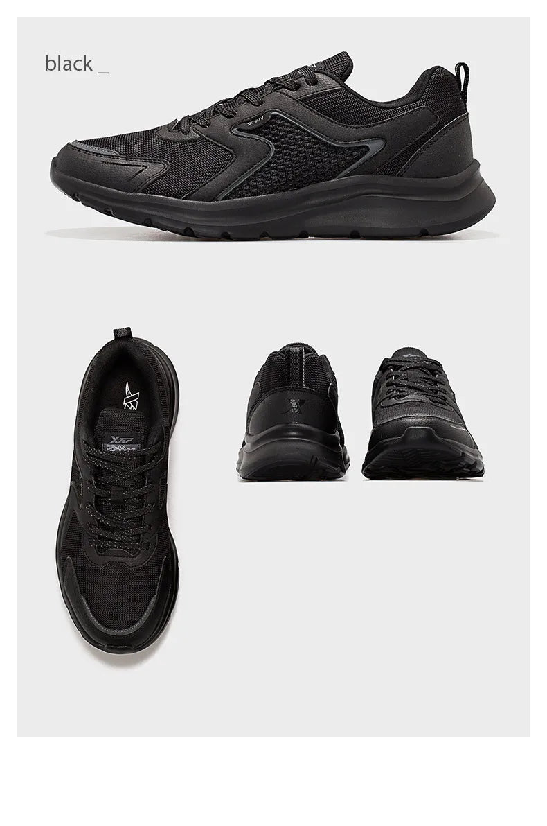 Zapatillas deportivas Xtep para hombre, de malla transpirable, para correr, para maratón de invierno, negras y blancas, zapatillas deportivas para hombre, 879119110110