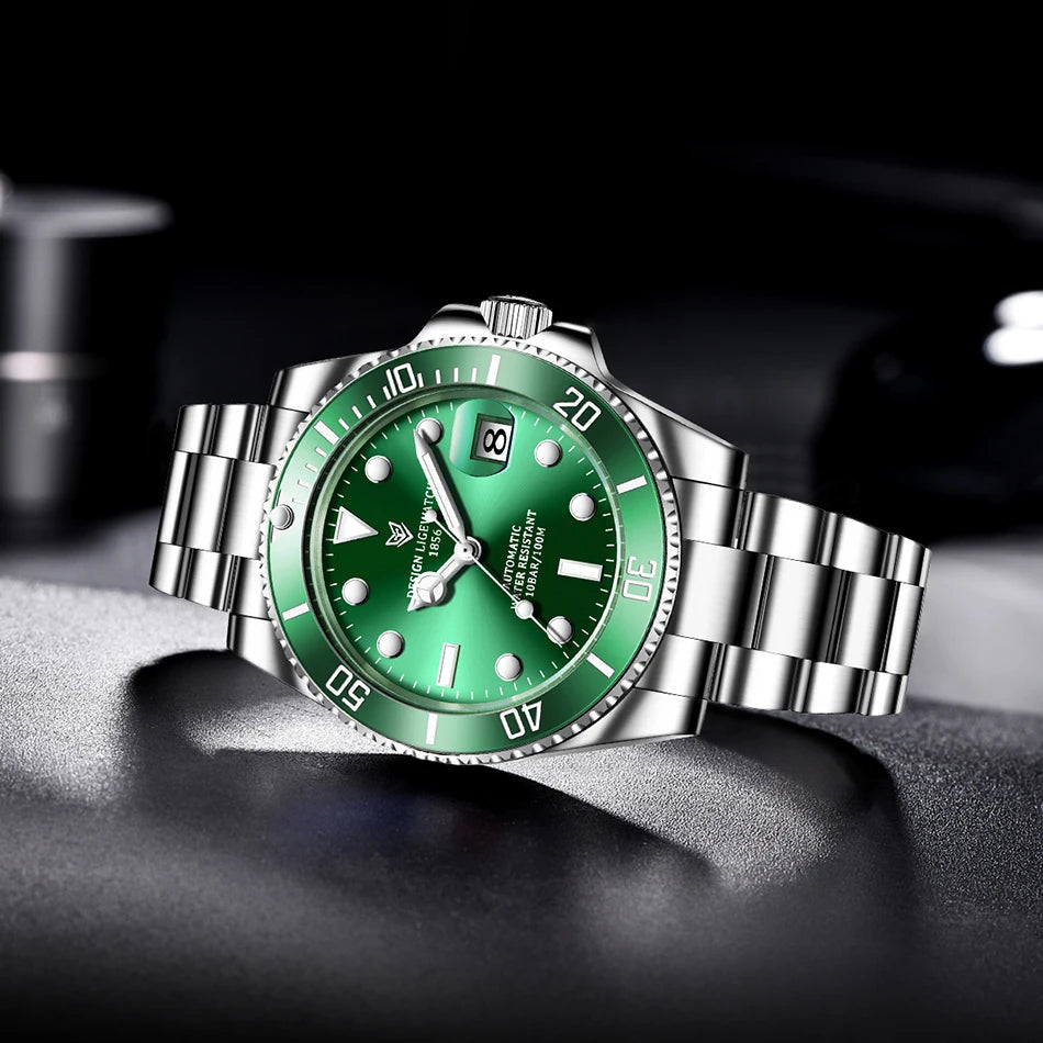 LIGE New Fashion Men's Mechanical Wristwatches Business Watch Men Waterproof Sport Automatic Watch For Men Relogios Masculino