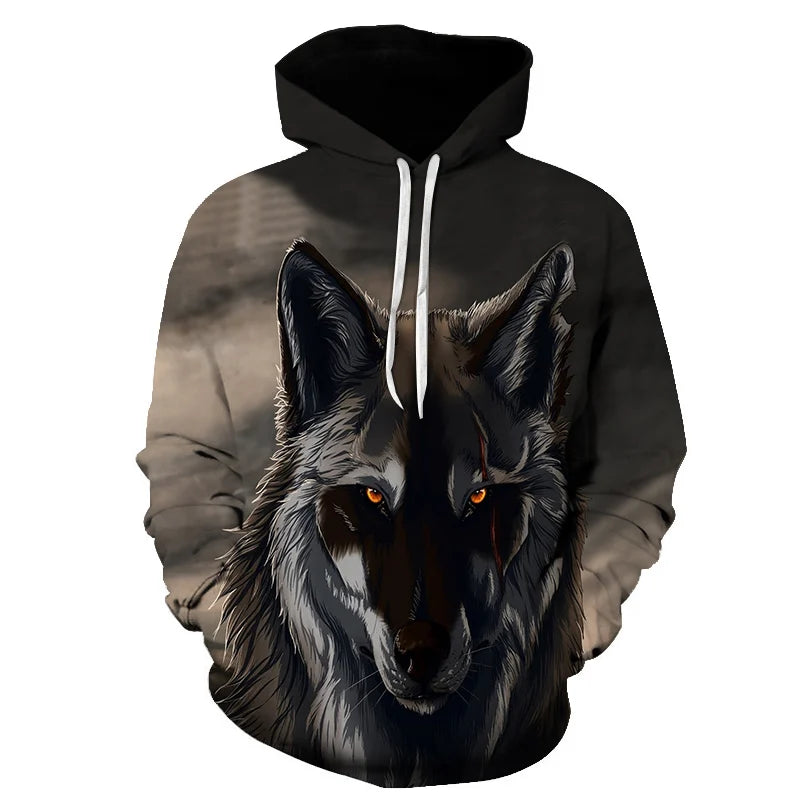 Ефектен космически Galaxy Wolf суитшърт с качулка за мъже, ярък вълк, модерен и стилен дизайн, пролетно-есенен пуловер суитшърт