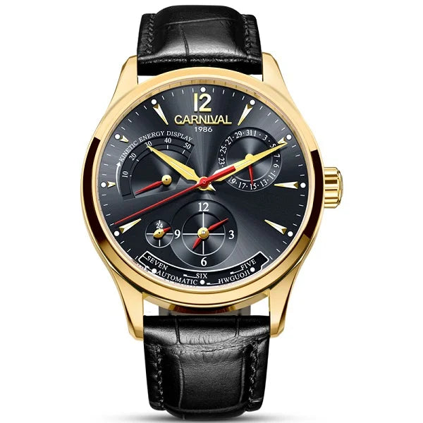 CARNIVAL New Dual Time Zone Watches for Men Automatic Multifunction Men Mechanical Wristwatches Sapphire Calendar Watch for Men