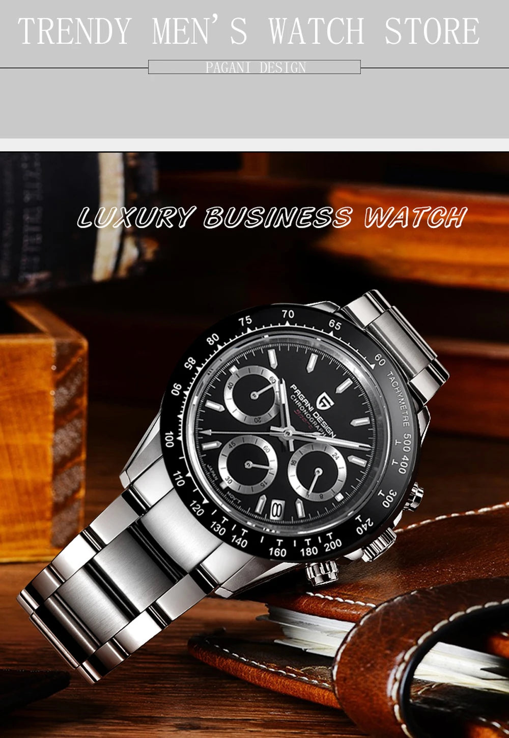 2026 New PAGANI DESIGN Chronograph Luxury Quartz Wrist Watch Automatic Date 100M Waterproof JAPAN VK63 Movement
