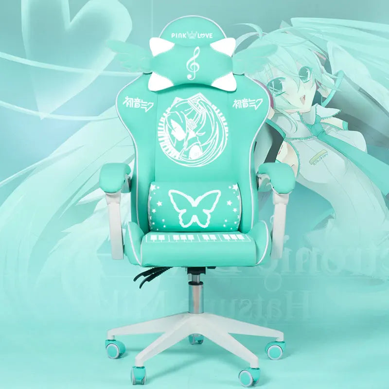 Cute Pink Gaming Chair Ergonomic Computer Chair with Footrest, Adjustable Height, Reclining Swivel Office Chair for Girls, Home Office & Gaming