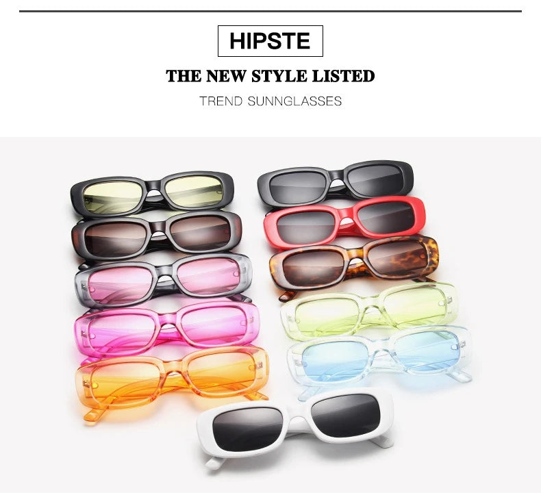 Classic White Rectangular Women's Sunglasses New Fashion Small Retro Brand Designer Square Sun Glasses Female Lady Eyeglass