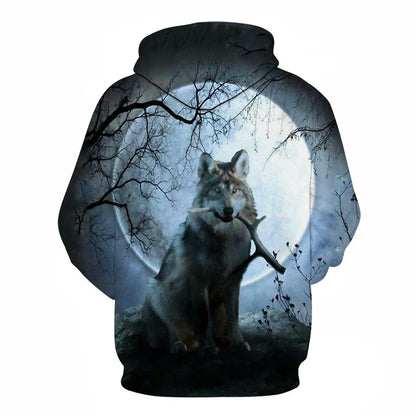Ефектен космически Galaxy Wolf суитшърт с качулка за мъже, ярък вълк, модерен и стилен дизайн, пролетно-есенен пуловер суитшърт