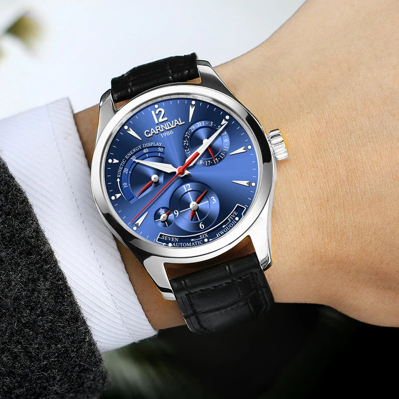 CARNIVAL New Dual Time Zone Watches for Men Automatic Multifunction Men Mechanical Wristwatches Sapphire Calendar Watch for Men