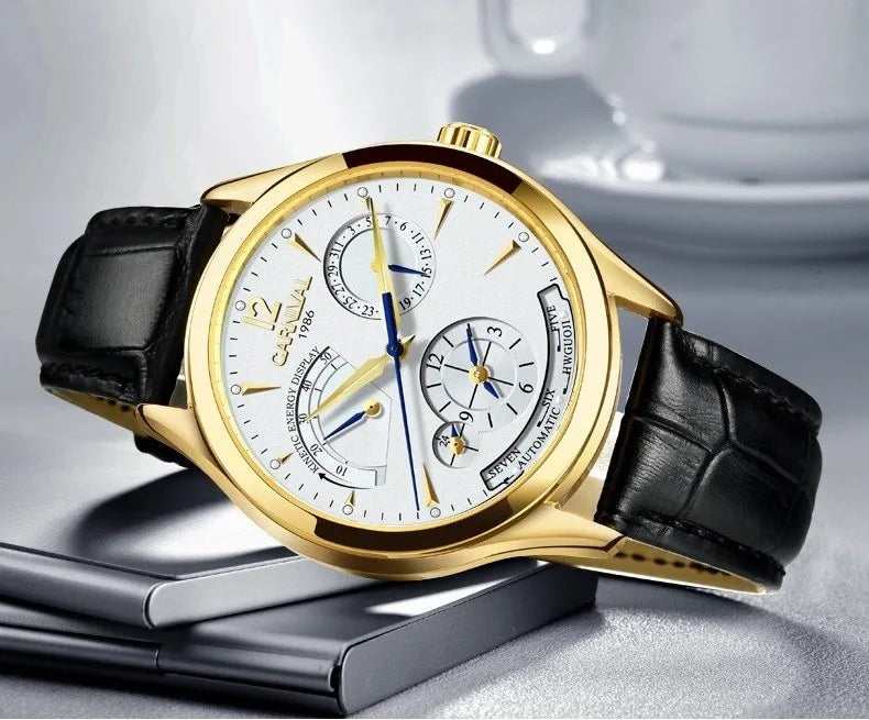 CARNIVAL New Dual Time Zone Watches for Men Automatic Multifunction Men Mechanical Wristwatches Sapphire Calendar Watch for Men