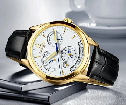 CARNIVAL New Dual Time Zone Watches for Men Automatic Multifunction Men Mechanical Wristwatches Sapphire Calendar Watch for Men