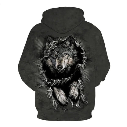 Ефектен космически Galaxy Wolf суитшърт с качулка за мъже, ярък вълк, модерен и стилен дизайн, пролетно-есенен пуловер суитшърт