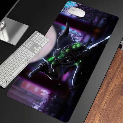Alfombrilla de ratón gaming anime XXL, alfombrilla grande para ratón con chica, para teclado, ordenador y PC, alfombrilla de escritorio con borde para jugadores de Overwatch/cs Go