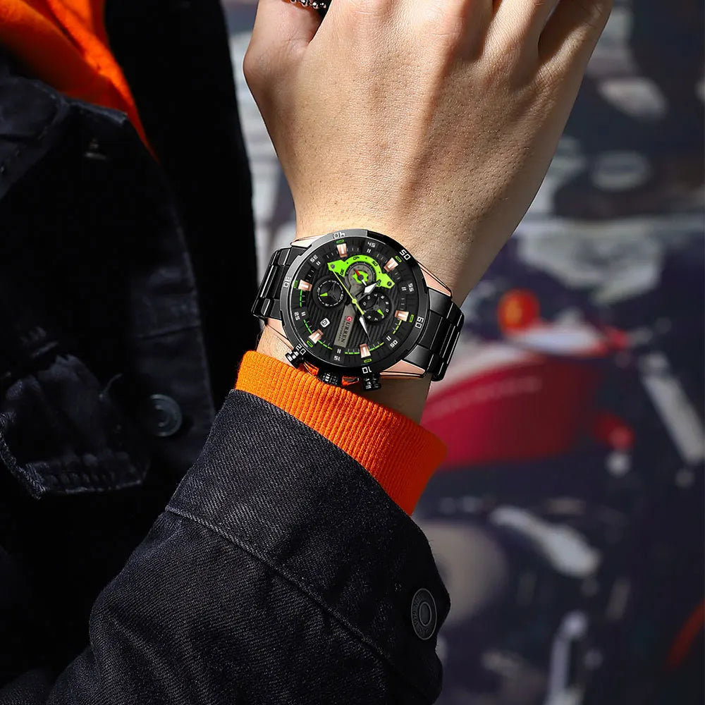 Reloj para hombre CURREN: cronógrafo deportivo de lujo, movimiento de cuarzo, totalmente de acero, resistente al agua