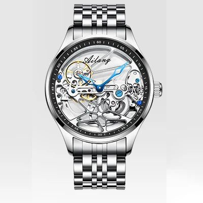 AILANG Skeleton Mechanical Mens Watches Top Brand Luxury Steampunk Transparent Hollow Automatic Watch Relogio Masculino 8625