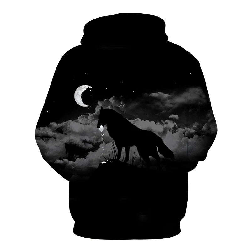 Ефектен космически Galaxy Wolf суитшърт с качулка за мъже, ярък вълк, модерен и стилен дизайн, пролетно-есенен пуловер суитшърт