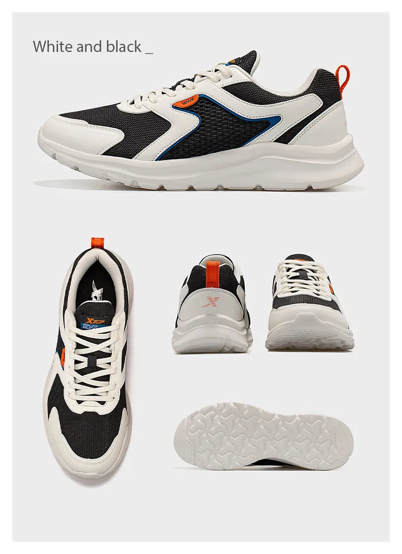 Zapatillas deportivas Xtep para hombre, de malla transpirable, para correr, para maratón de invierno, negras y blancas, zapatillas deportivas para hombre, 879119110110